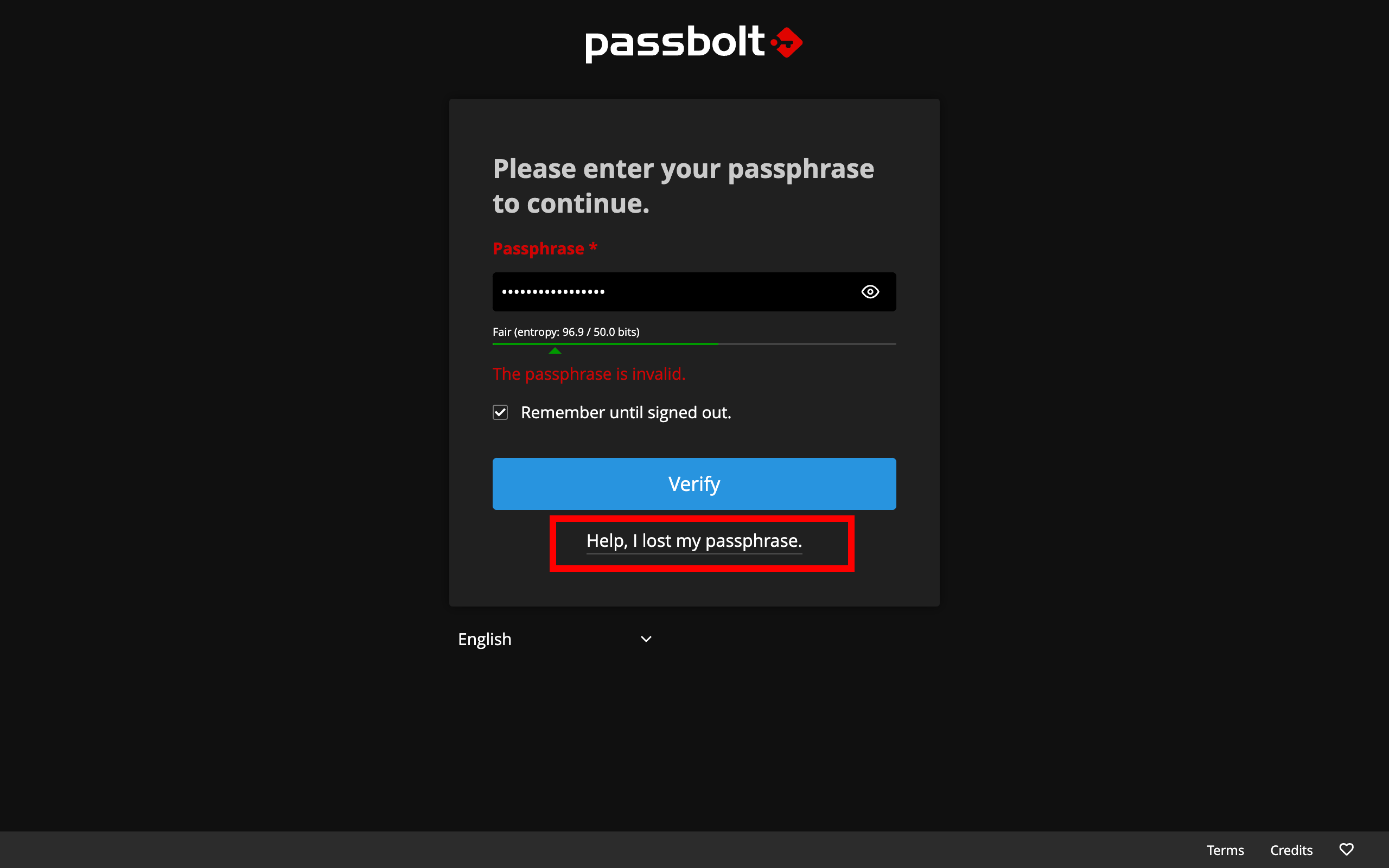 Setup on a new device with lost passphrase