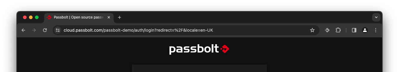 Example of passbolt login page