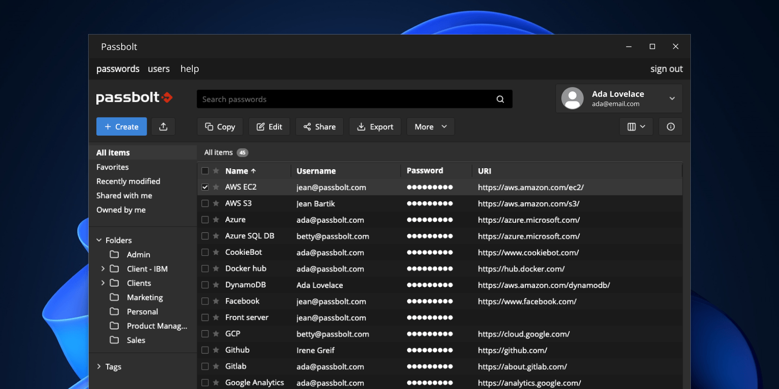 Passbolt Windows application
