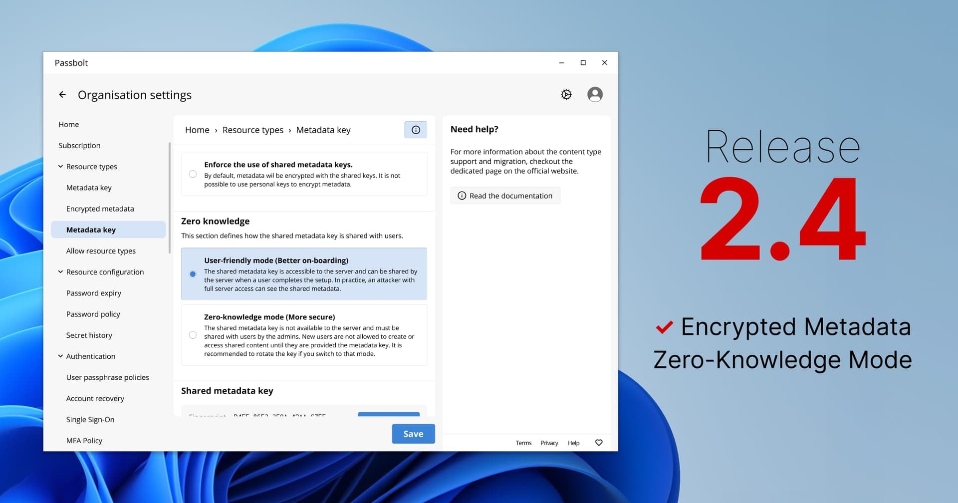 Passbolt Windows App 2.4.0: Zero-Knowledge Mode