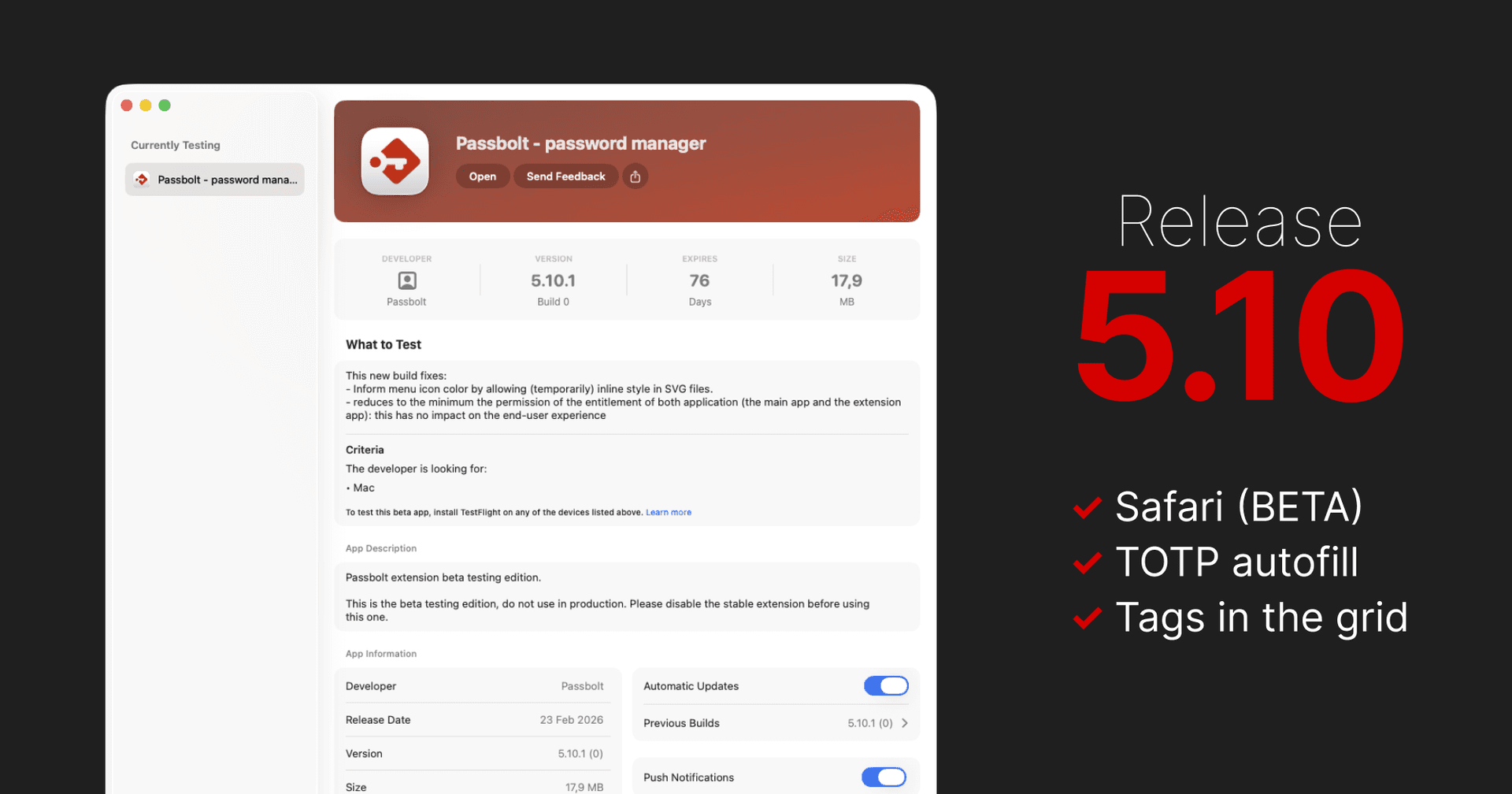 Passbolt 5.10.0: You've Got the Love  | Browser Extension & API