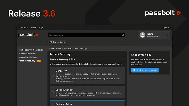 Release 3.6: Account recovery