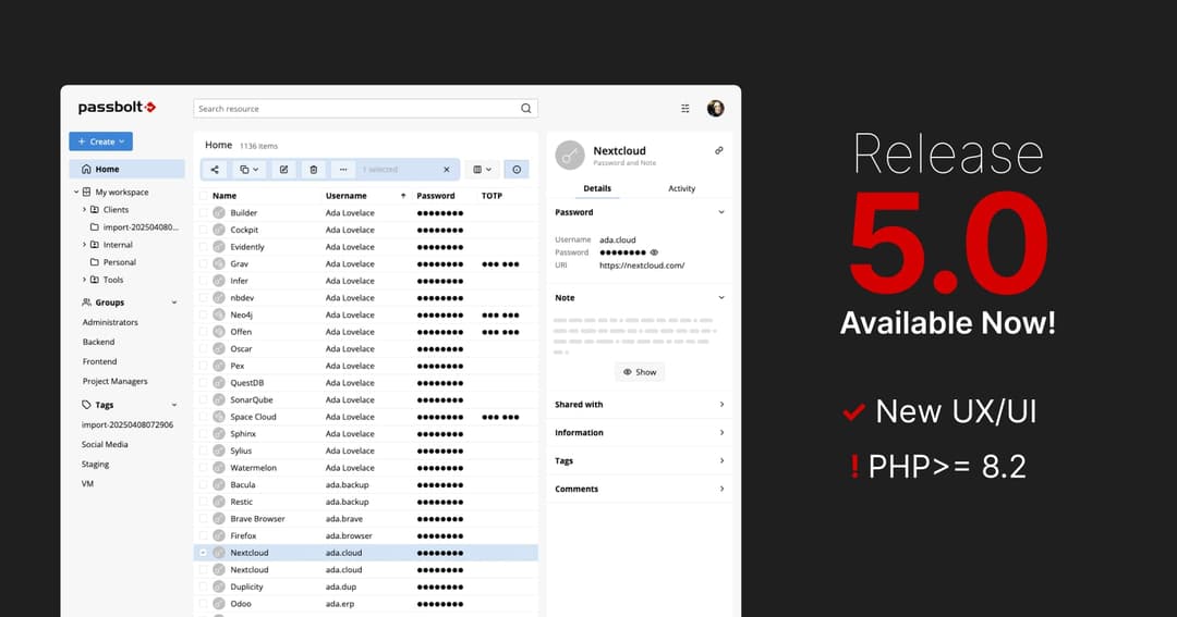Passbolt 5.0 Released: A Simpler Way to Share Credentials at Scale