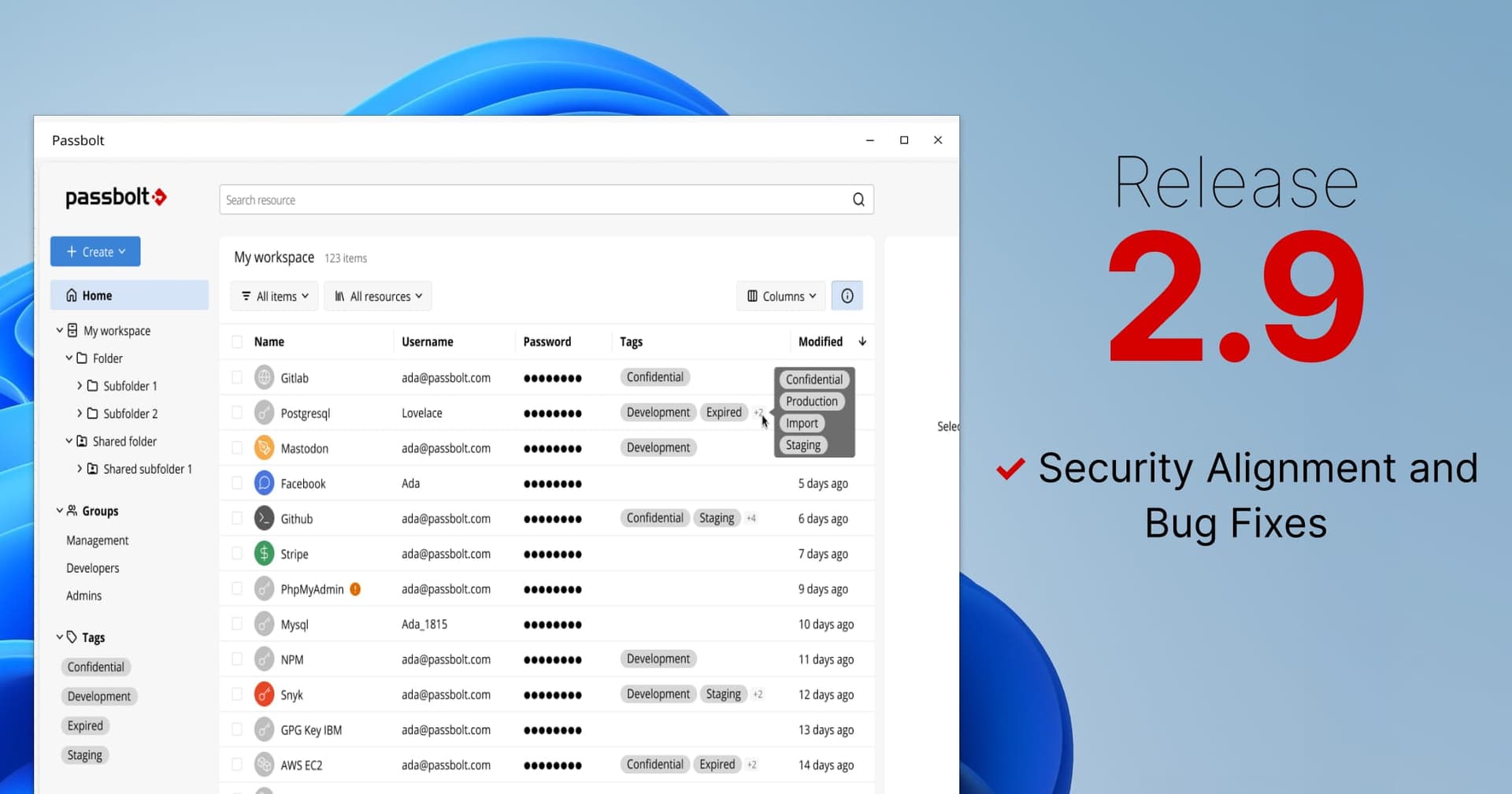 Passbolt Windows App 2.9.0: Security Alignment & Bug Fixes