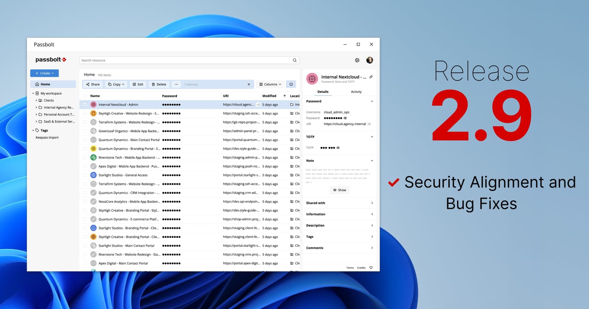Passbolt Windows App 2.9.0: Security Alignment & Bug Fixes