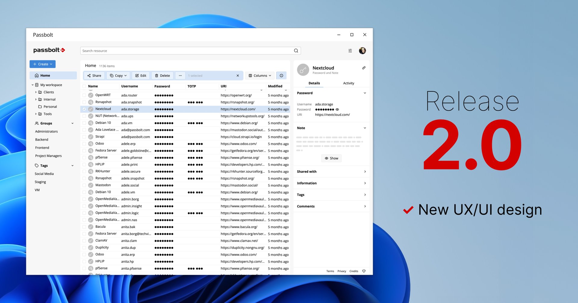 Passbolt Windows App 2.0.0: Introduces Redesigned User Interface