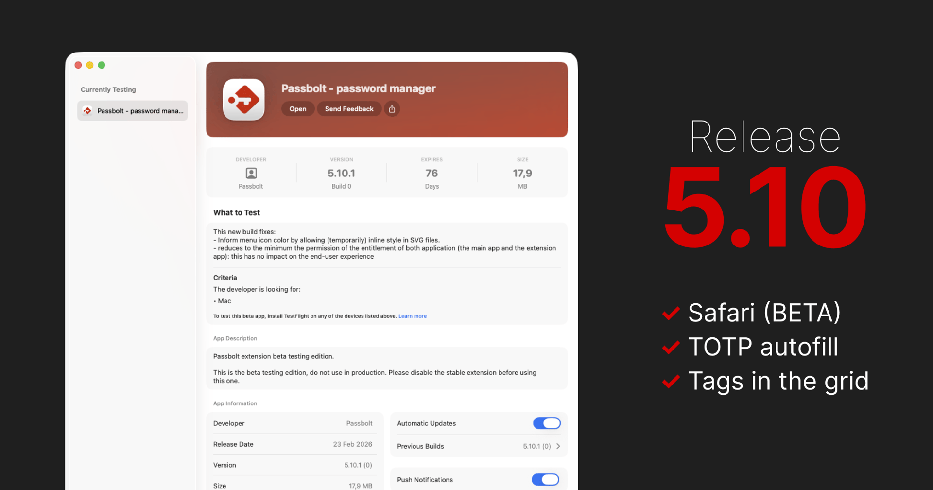 Passbolt 5.10.0: You've Got the Love | Browser Extension & API