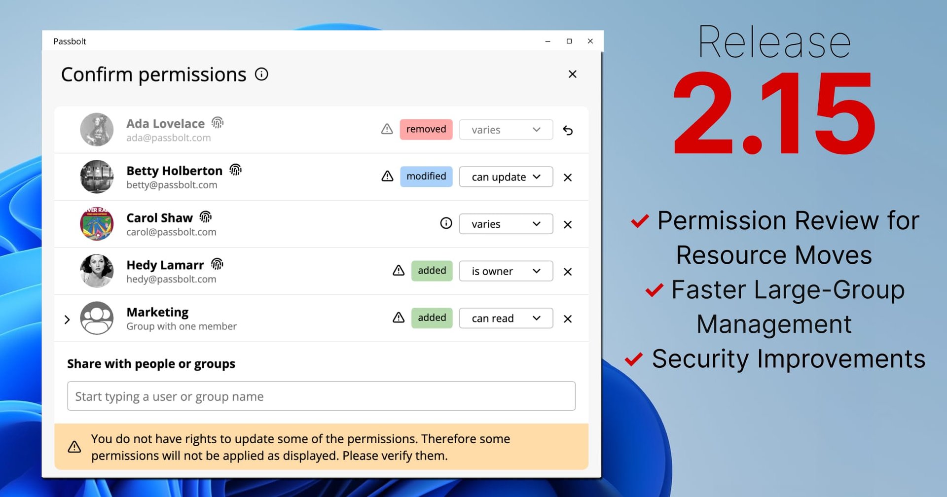 Passbolt Windows 2.15.0: Safer Resource Moves, Faster Group Management & Security Improvements