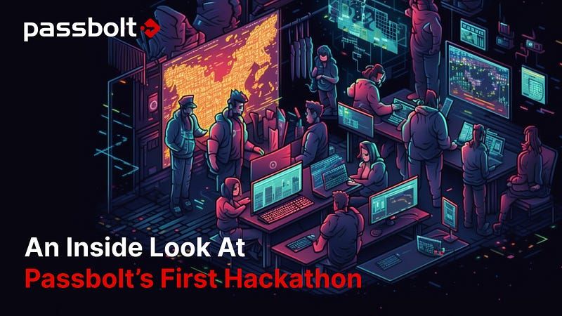 An inside look at passbolt’s first hackathon — illustration with people hacking in a dark room