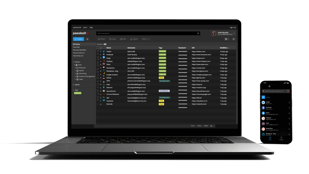Passbolt Product In-situ desktop & mobile