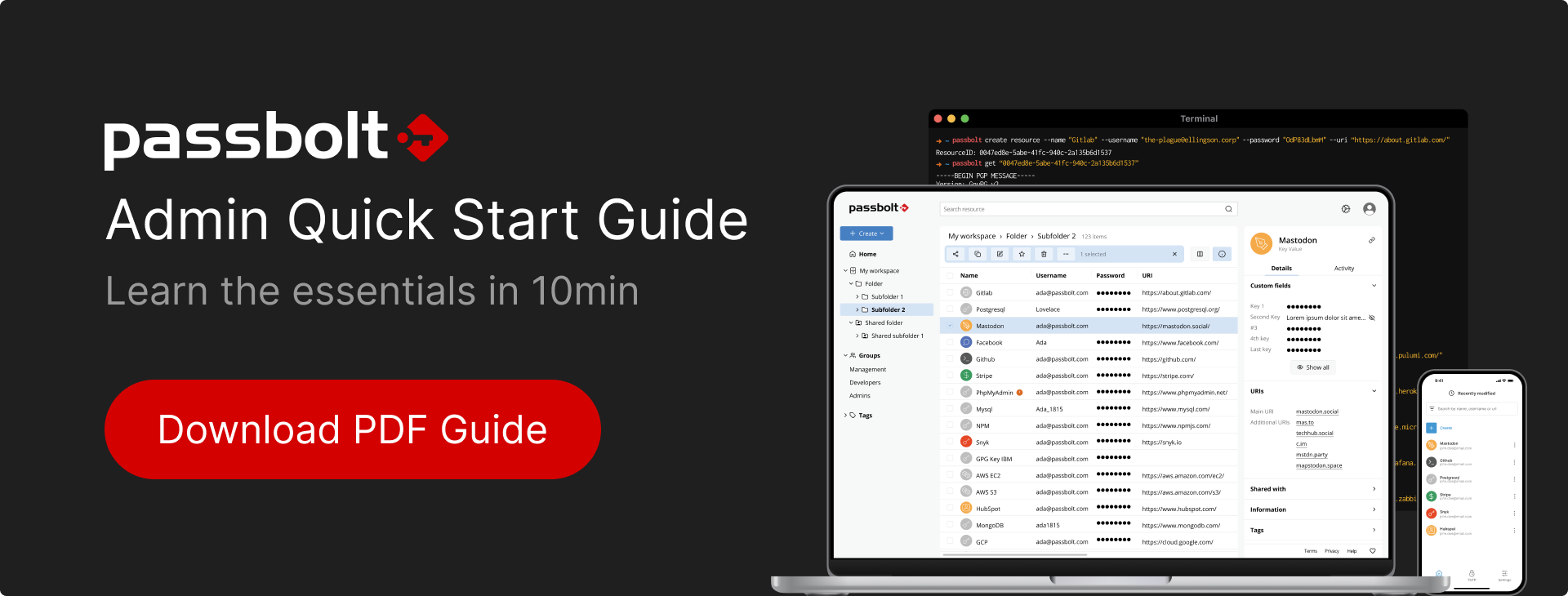 Cover of the Passbolt Admin Quick Start Guide
