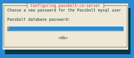 Database passbolt user dialog