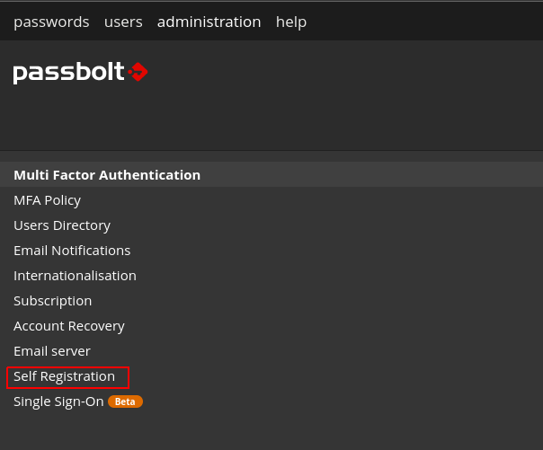 Self registration tab