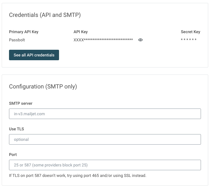 Mailjet - SMTP Credentials