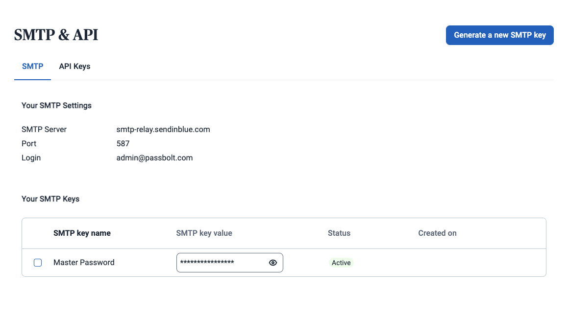 Sendinblue - SMTP Credentials