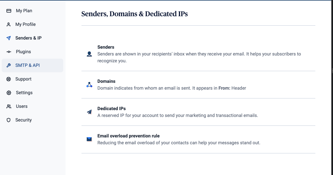 Sendinblue - SMTP Credentials Panel