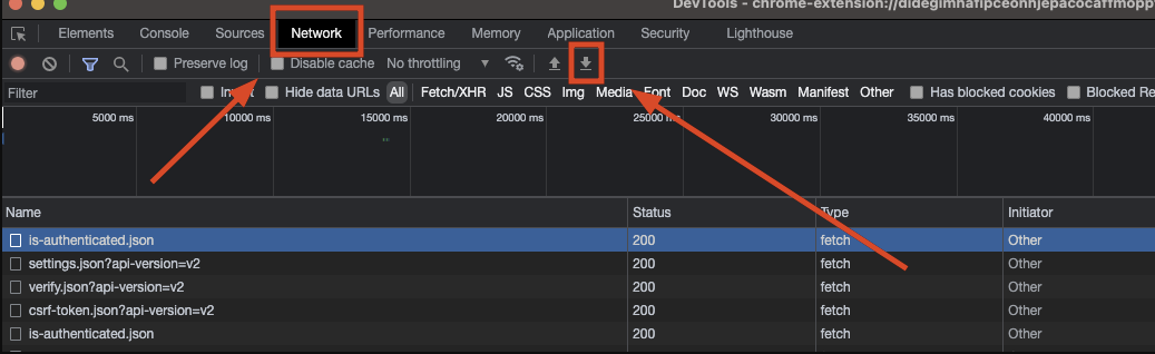 Browser Extension Network Logs