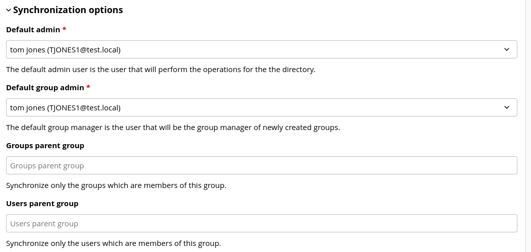 Ldap settings parent group fields