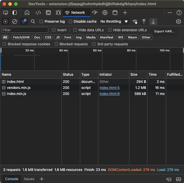Browser Extension Network Logs