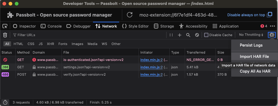 Browser Extension Network Logs