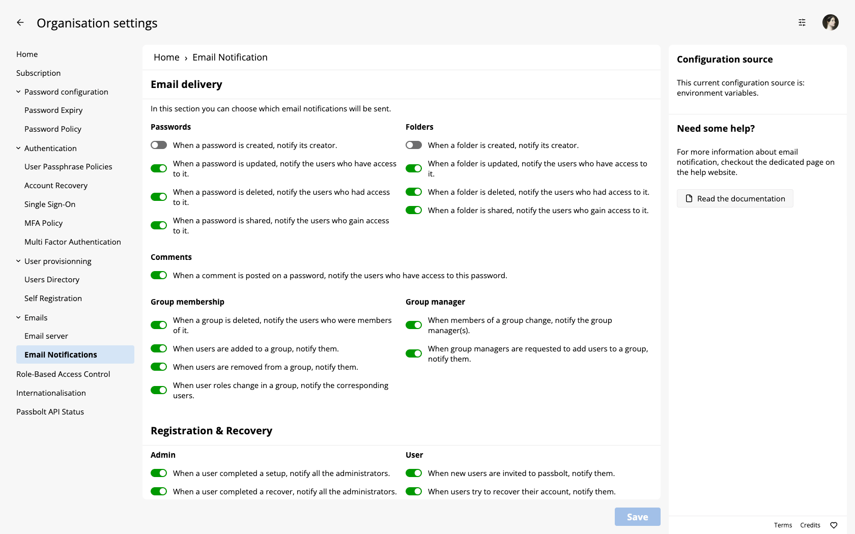 Email Notification Settings - Email Delivery