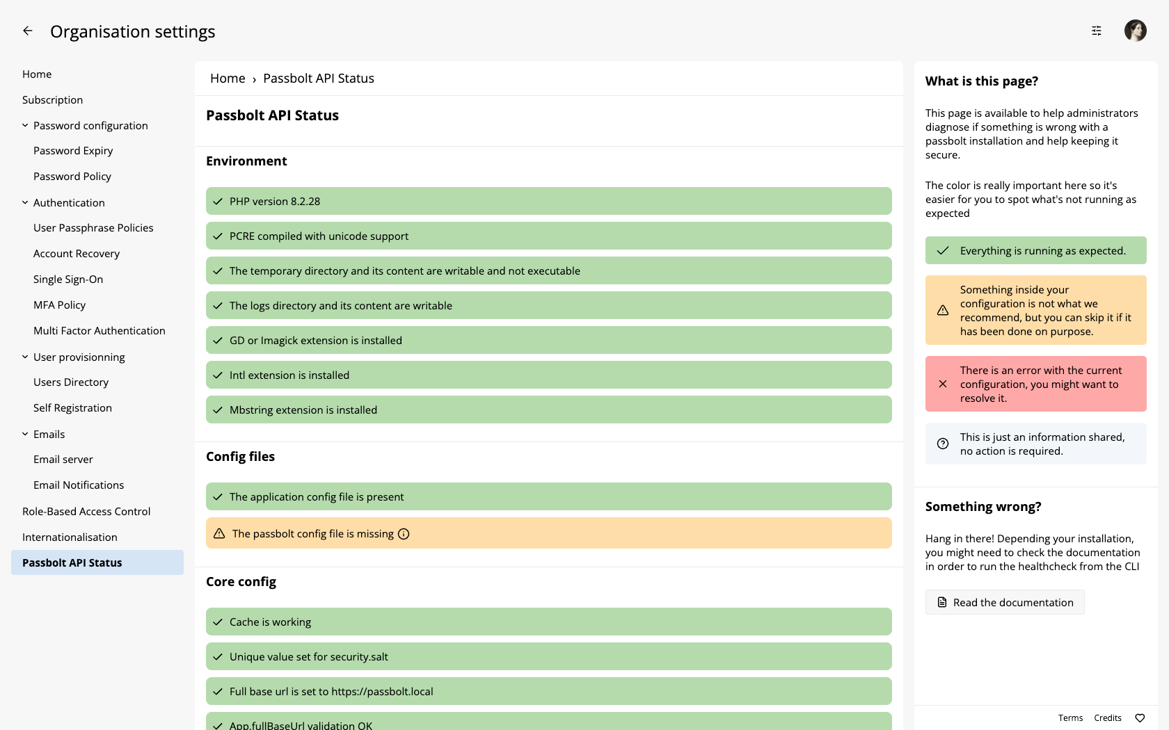 Passbolt API Status