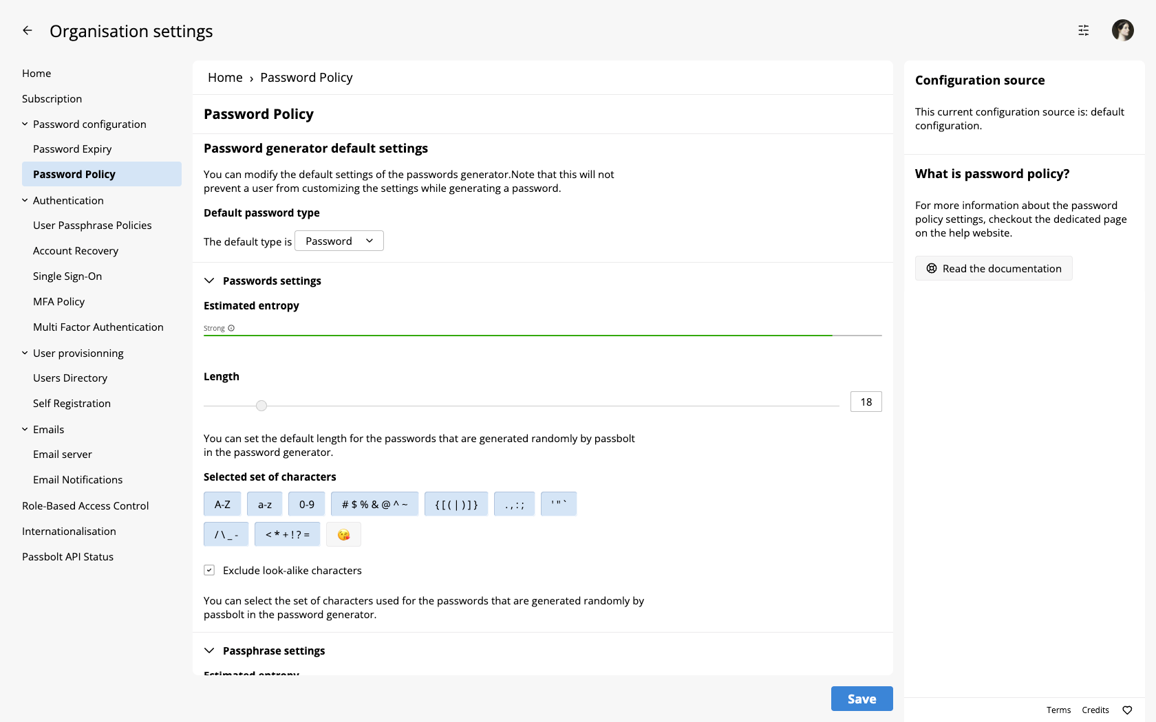 Password Policies administration