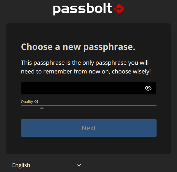 Choose a new passphrase