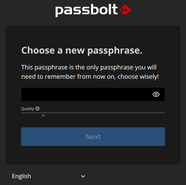 Choose a new passphrase