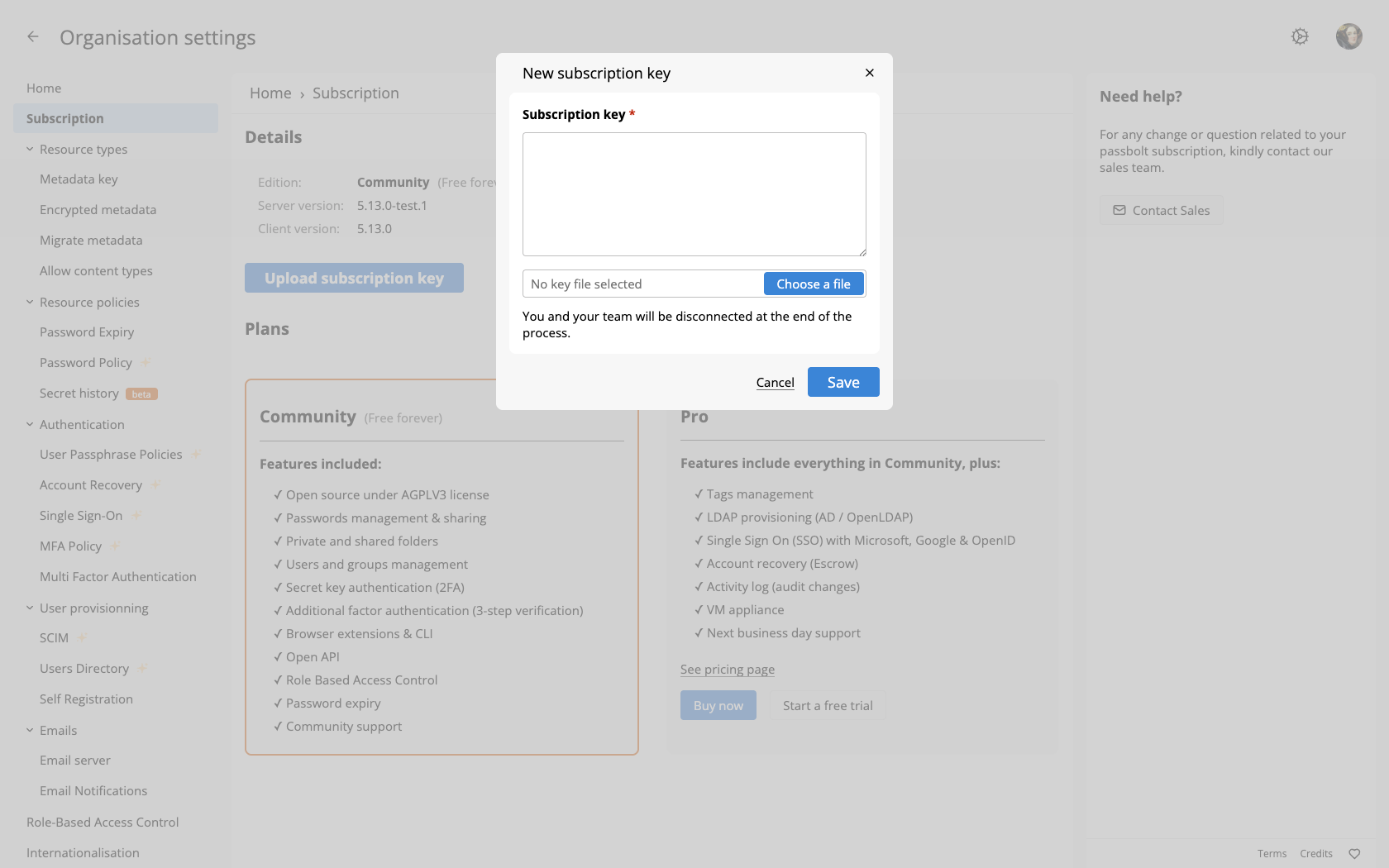 Import Subscription Key - from CE
