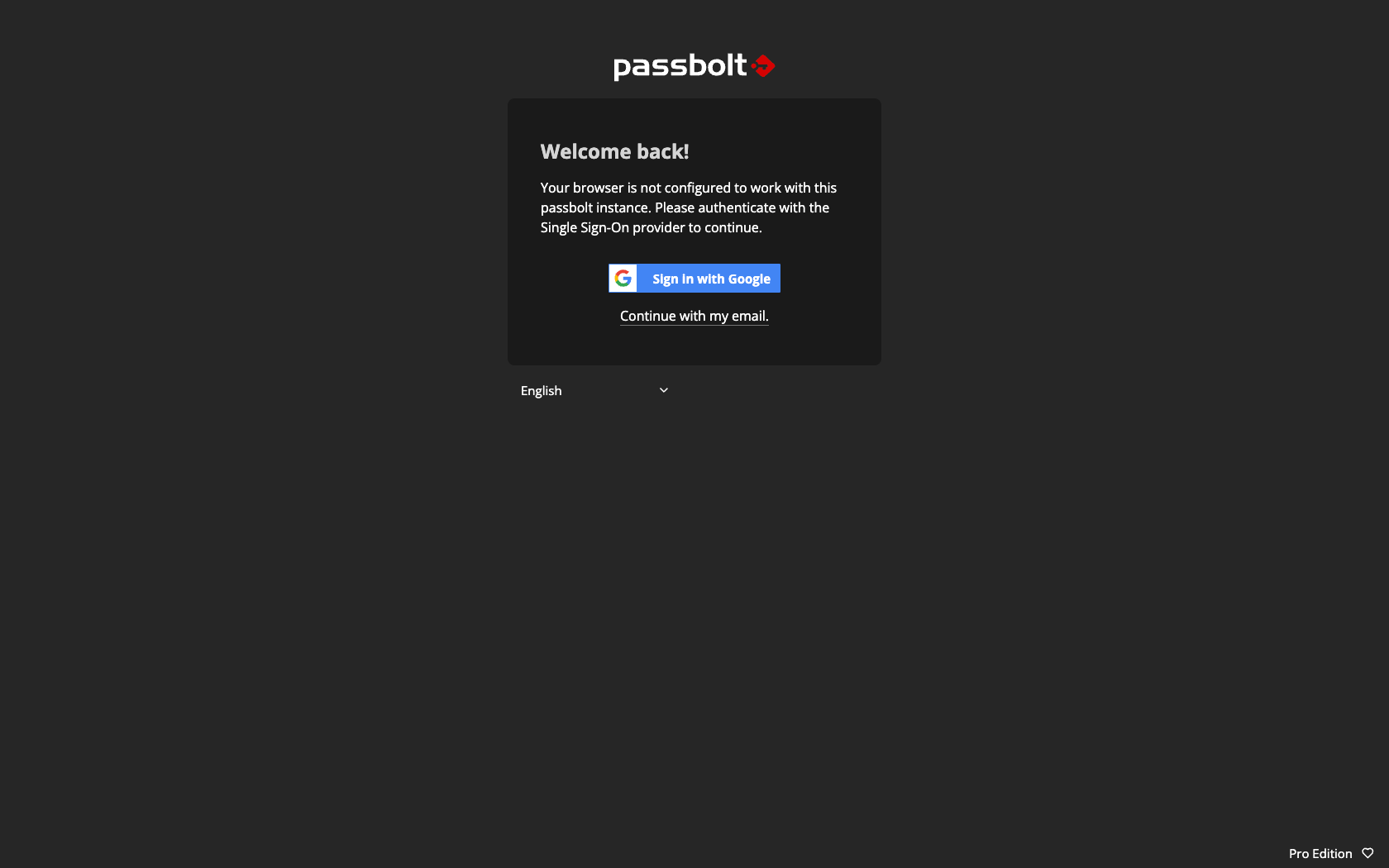 Welcome screen with the Sign in with SSO option